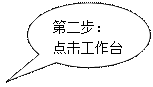 对话气泡: 椭圆形: 第二步: 点击工作台